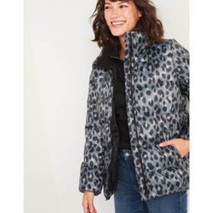Old Navy Frost-Free Leopard-Print Zip Puffer Jacket